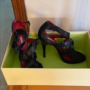 Max Studio Black and Red Strappy Heels